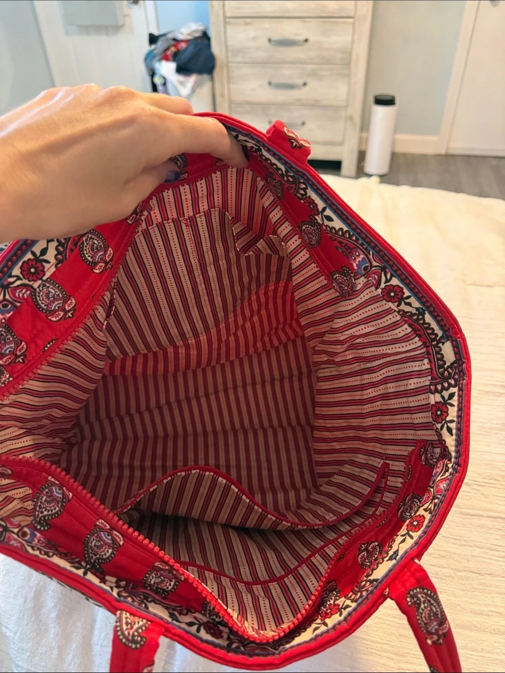 Vera Bradley Red Quilted Paisley Tote